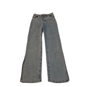 S.O.N.G 90s Boyfriend Button Fly Wide Leg Jeans Side Slit Natural Fiber Women 28